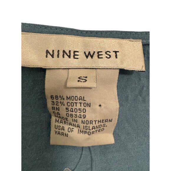 Nine West Womens Small Blue Long Sleeve Wrap Front Tunic 68% Modal Lightweight - Picture 3 of 5